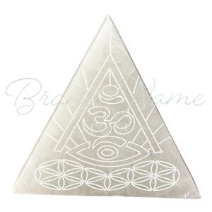 Selenite Hand Carved Chakra Triangle Shaped Coaster Charging Plate